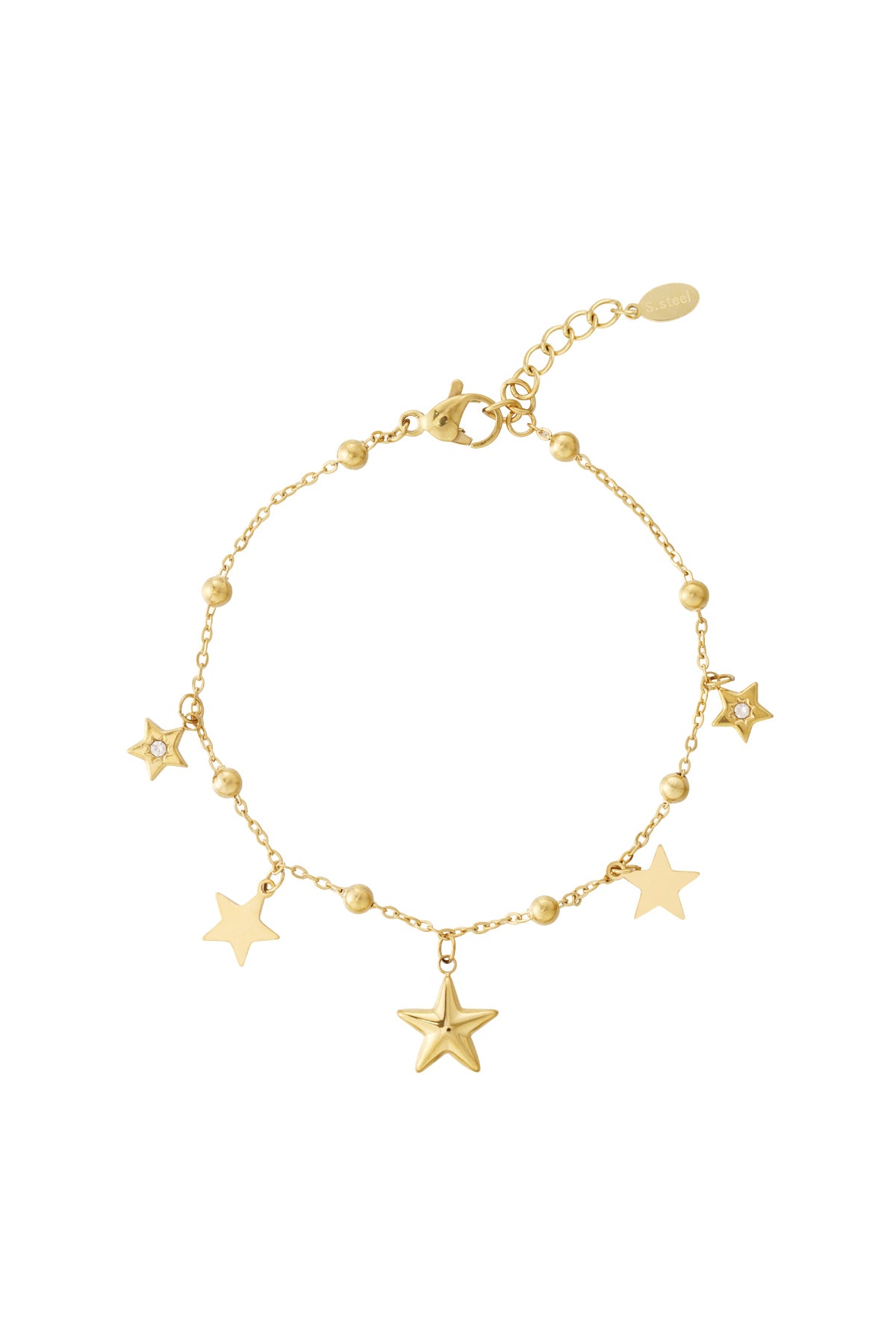Damen Charm Armband Stern Strass | Edelstahl | Gold- und Silberfarbe