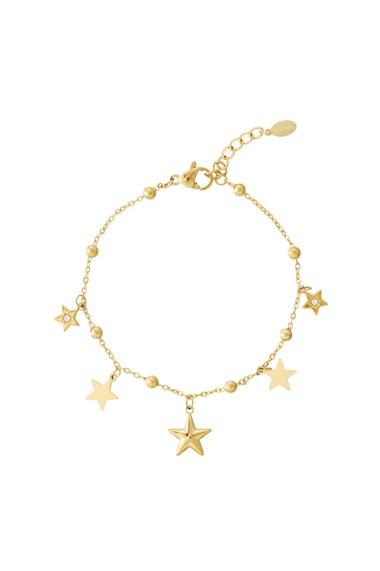 Damen Charm Armband Stern Strass | Edelstahl | Gold- und Silberfarbe