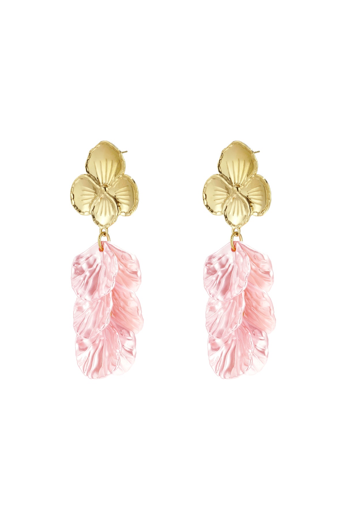 Damen Ohrringe Blume Perlmutt | Edelstahl | Hellrosa & Babyblau & Rosenrot