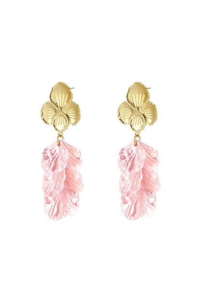 Damen Ohrringe Blume Perlmutt | Edelstahl | Hellrosa & Babyblau & Rosenrot