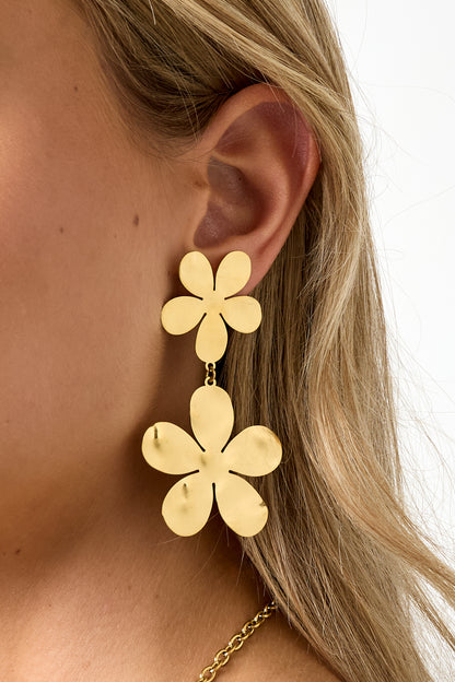 Damen Tropfenohrringe Bluete | Edelstahl | Goldfarbe