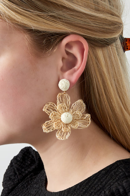 Damen Ohrringe Blume Kupfer Bast | Kupfer & Bast | Rosa, Orange & Creme