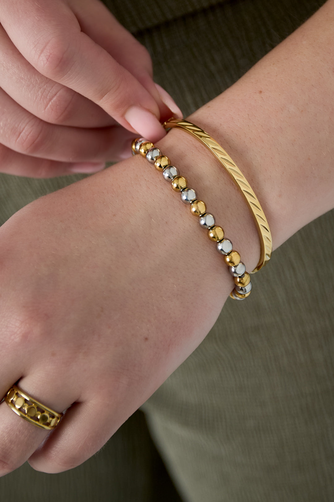 damen armreif geometrisch organisch | edelstahl | gold- und silberfarbe