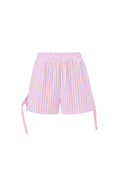 Damen Shorts Streifen Bindeband | Baumwolle | Mehrfarbig