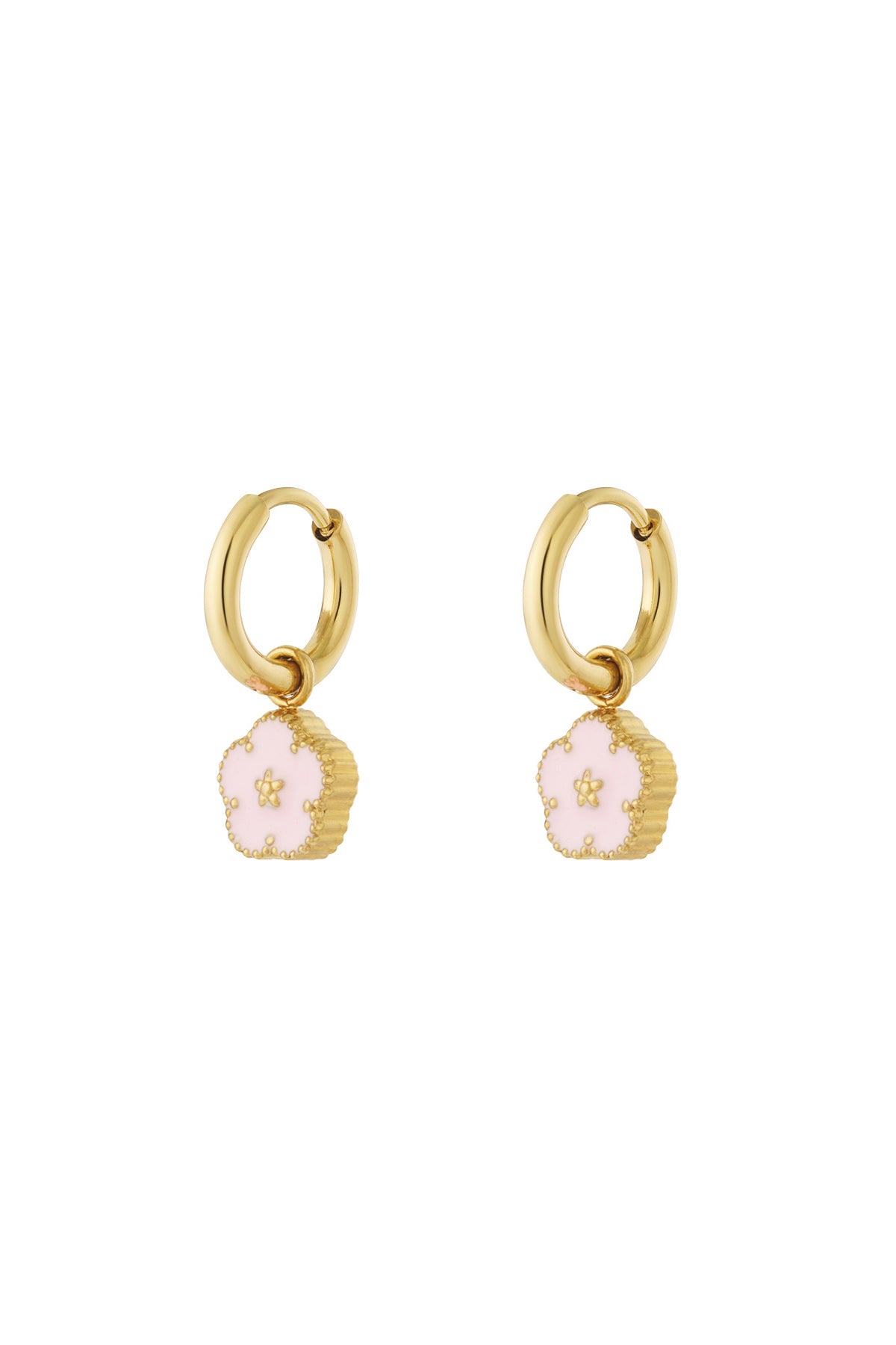 Damen Ohrstecker Emaille Blume | Edelstahl | Rosa & Gelb