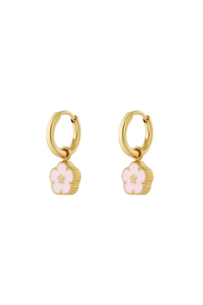 Damen Ohrstecker Emaille Blume | Edelstahl | Rosa & Gelb