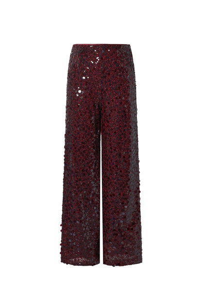 Damen Hose Pailletten Gerade | Polyester | Mehrfarbig