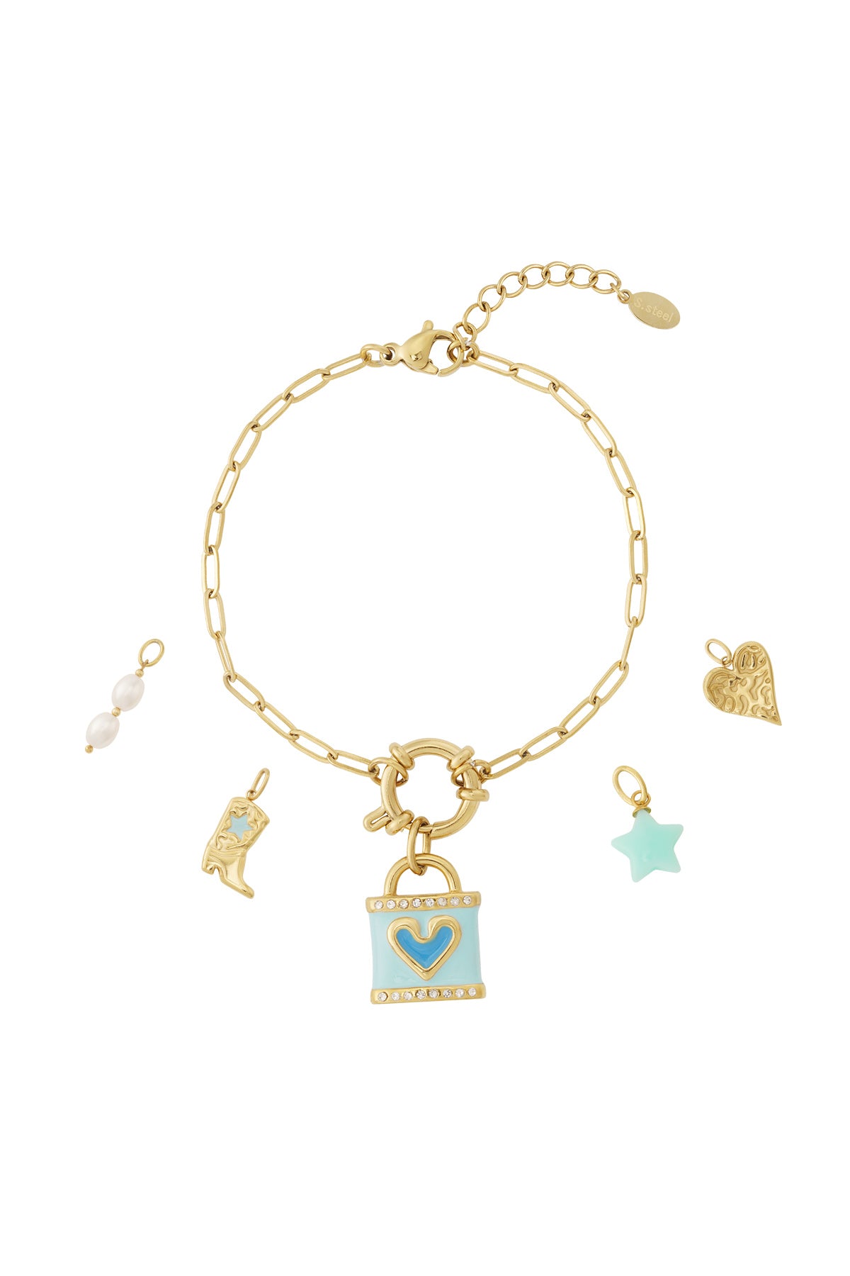 Damen Armband Blaue Liebe | Vergoldet | Goldfarbe