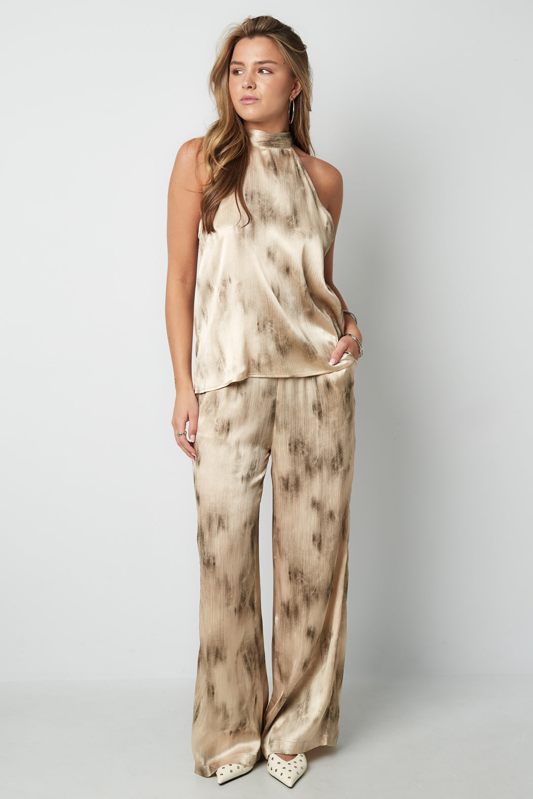 damen hose tie-dye | webstoff | beige