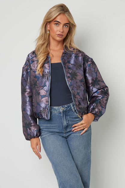 Damen Bomberjacke Blumendruck | Polyester | Mehrfarbig