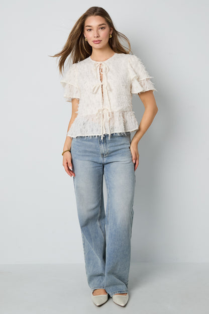 Damen Top Kurzarm Bindung | Polyester | Mehrfarbig