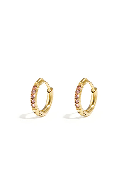 Damen Ohrringe Strass Kristall | Edelstahl | Rosa & Weiss