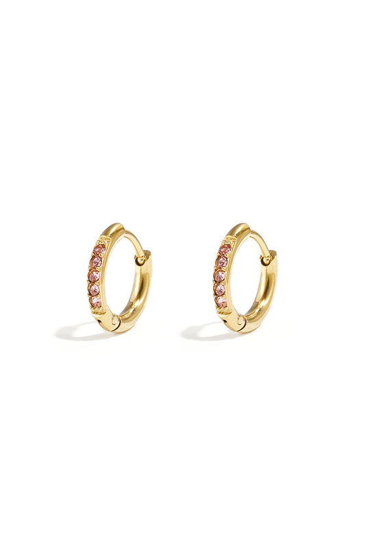 Damen Ohrringe Strass Kristall | Edelstahl | Rosa & Weiss