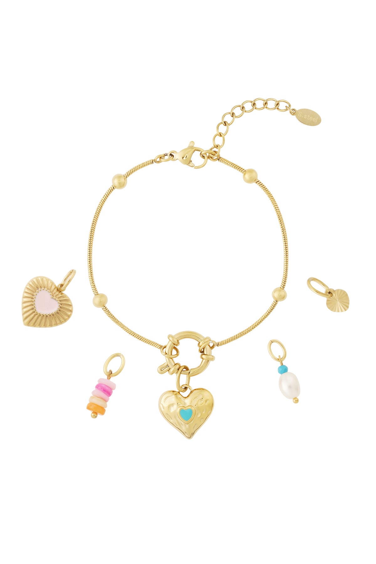 damen armband herz anhaenger | vergoldet | goldfarbe