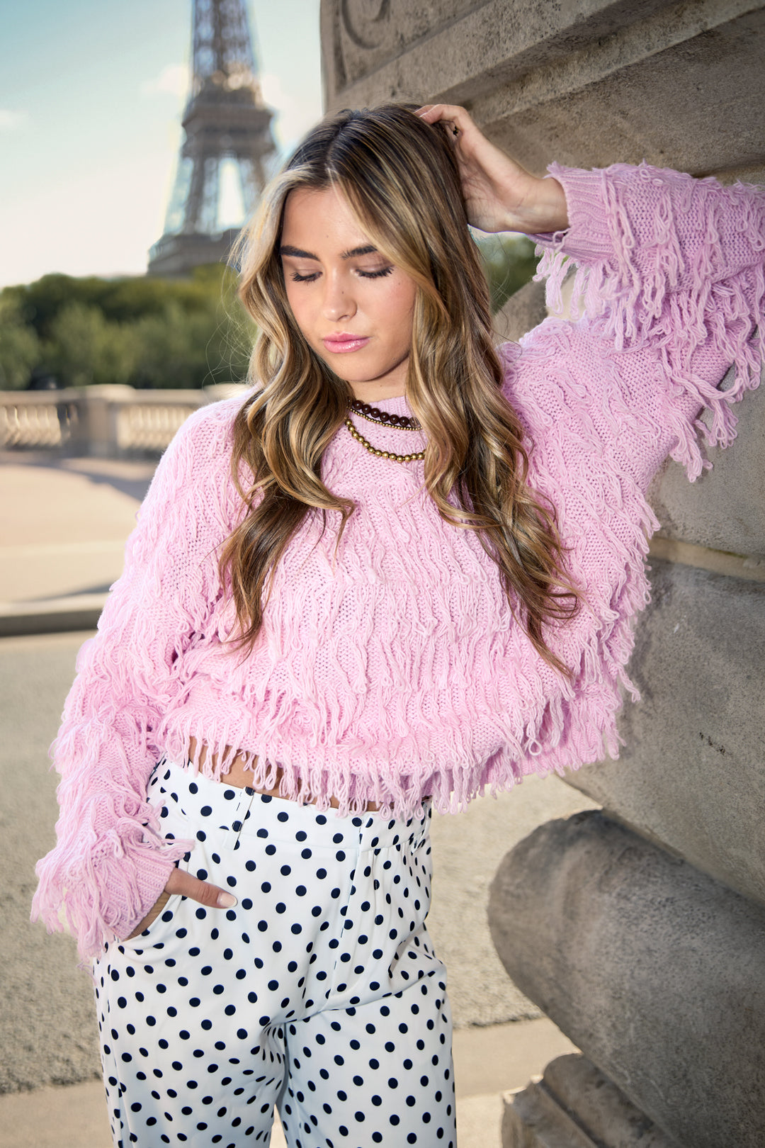 damen pullover fransen oversize | acryl | mehrfarbig