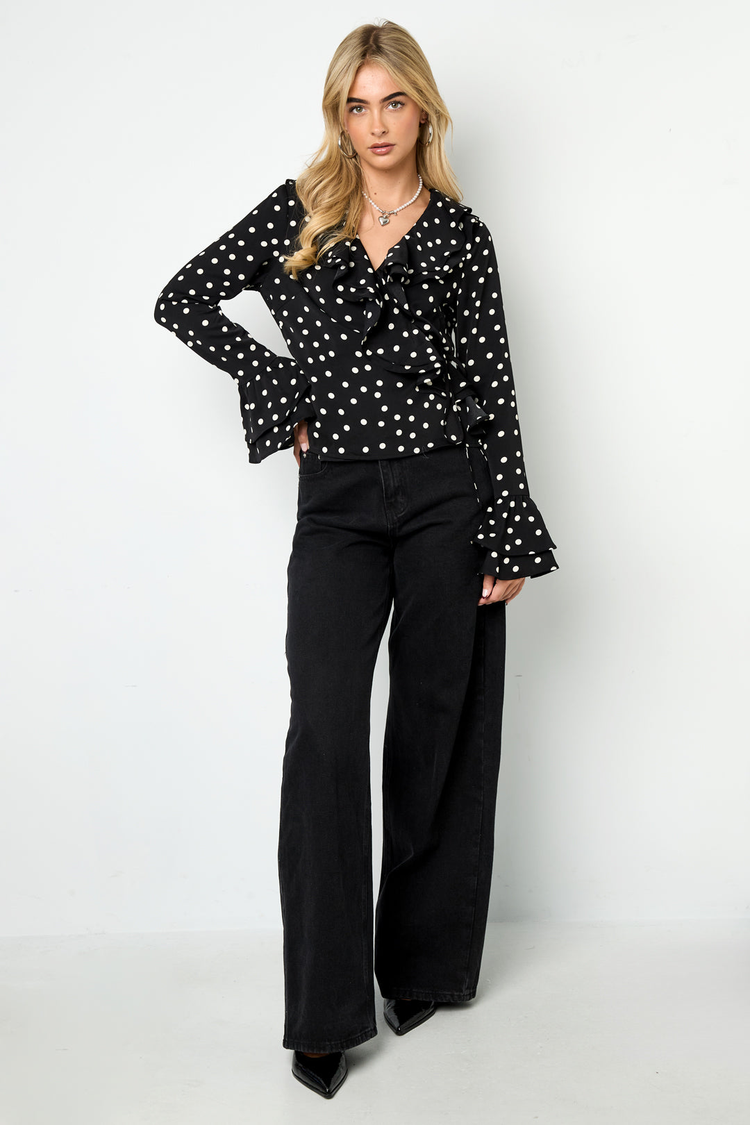 Gewebte Polyesterfaser Damen-Bluse Elegante Punkte