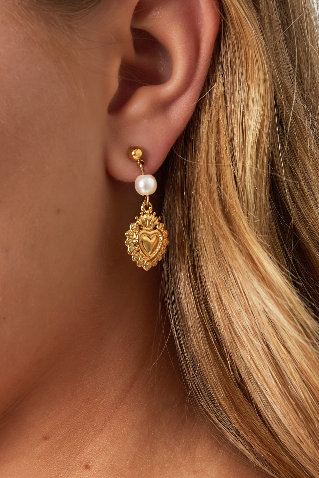 damen ohrringe königliche herzen | edelstahl | gold & silber
