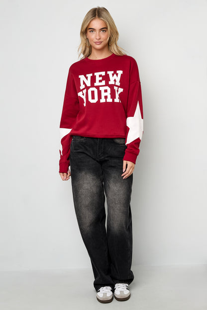 Damen Pullover New York Stern | Baumwolle | Mehrfarbig