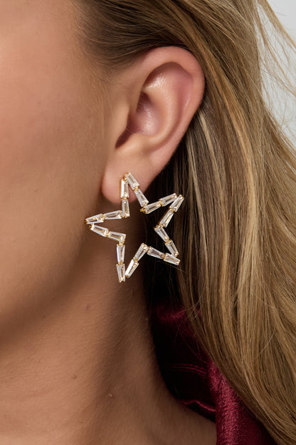 Damen Ohrstecker Stern Zirkon | Kupfer | Gold & Silber