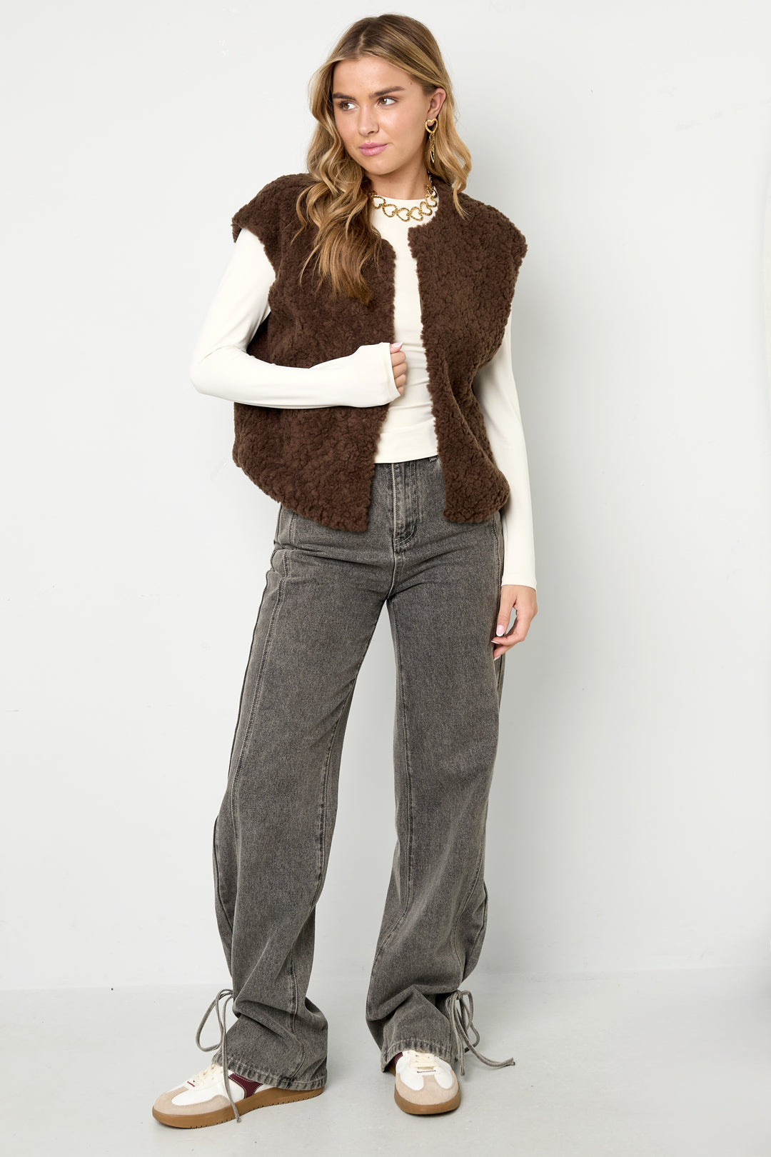 damen weste vollton gewebte struktur | polyester | mehrfarbig