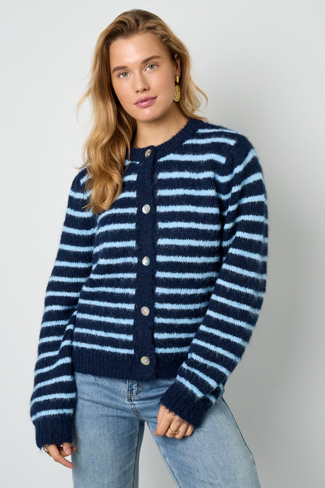 Damen Cardigan Gestreift | Polyester | Mehrfarbig