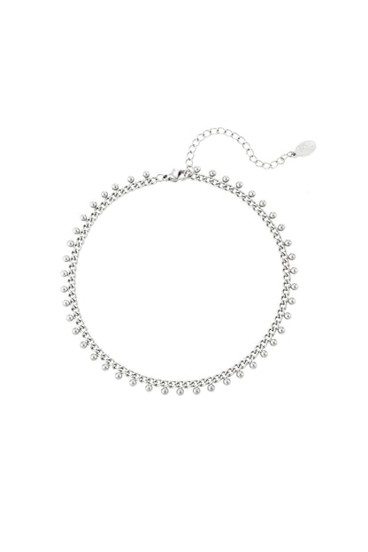 Damen Fußkette Punkte Anhänger | Edelstahl | Silberfarbe