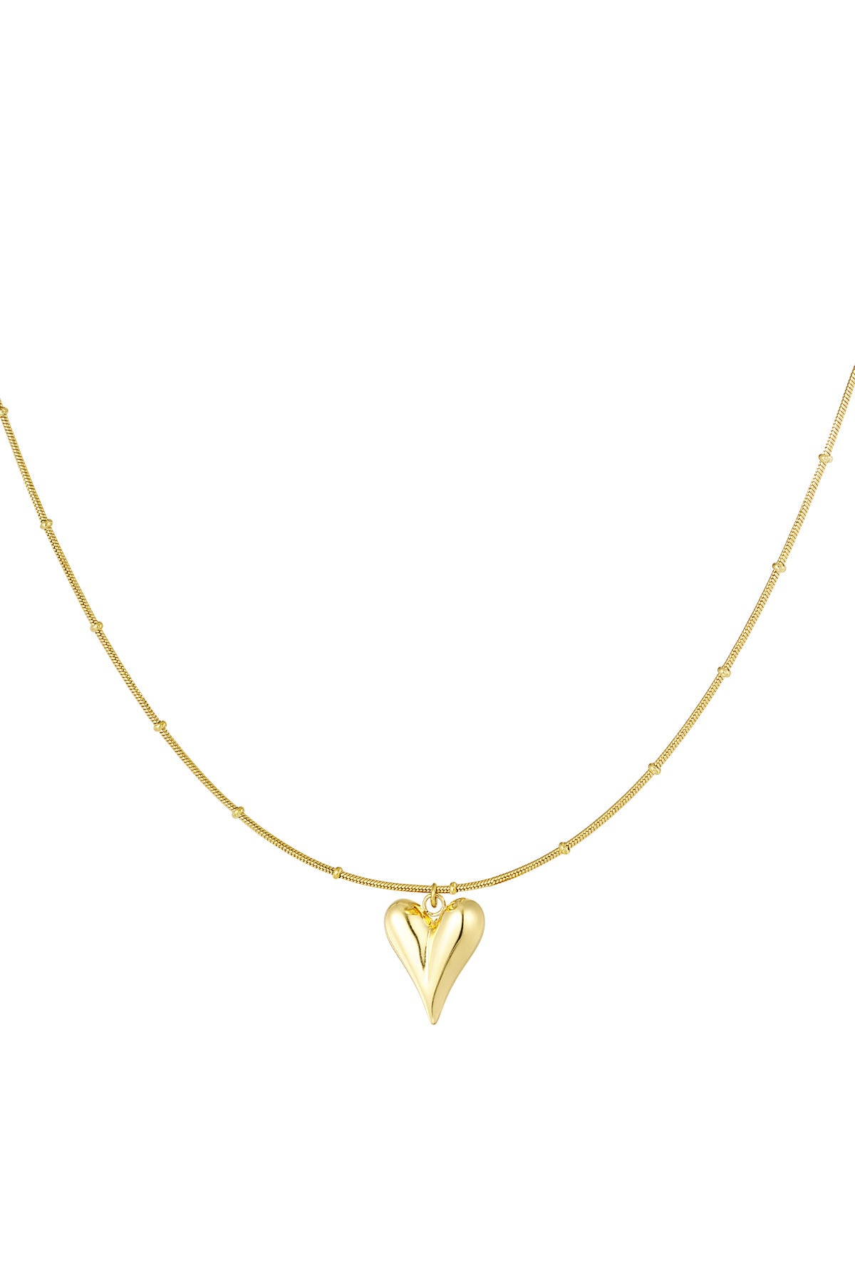 Damen Kugelkette Herz Anhänger | Edelstahl | Goldfarbe & Silberfarbe