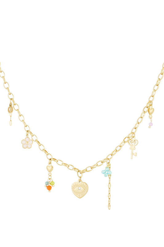 Damen Halskette Secret Love Blume Herz | 304S-Edelstahl | Goldfarbe