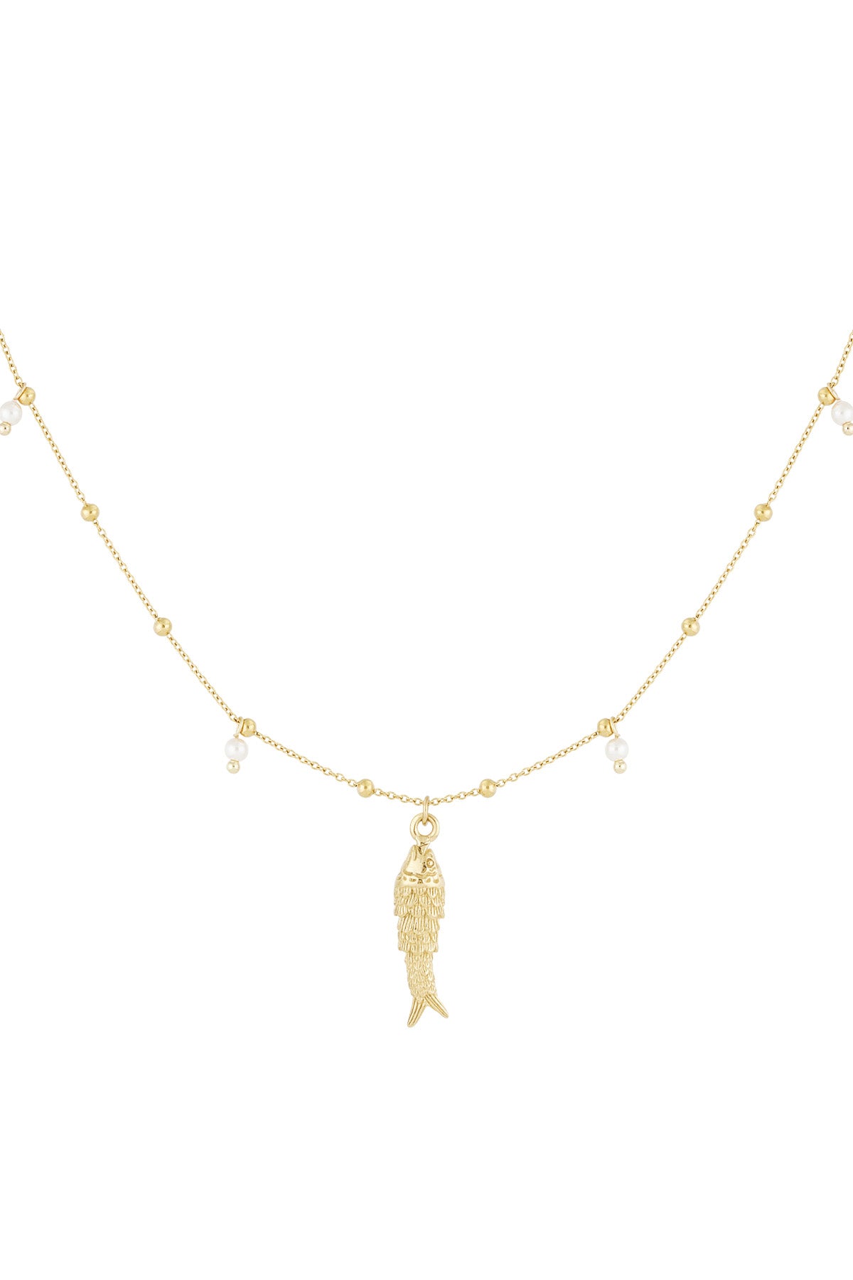 Damen Halskette Fisch Kunstperle | 304S-Edelstahl | Silberfarbe & Goldfarbe
