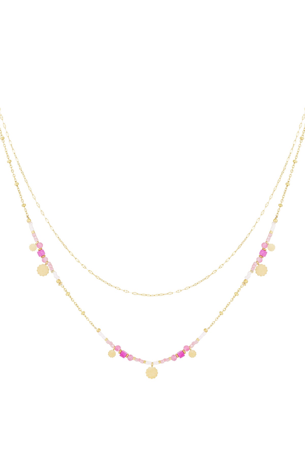 Damen Halskette Anhänger Goldoptik | Edelstahl | Rosa