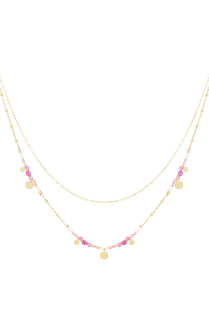 Damen Halskette Anhänger Goldoptik | Edelstahl | Rosa