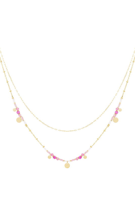 Damen Halskette Anhänger Goldoptik | Edelstahl | Rosa