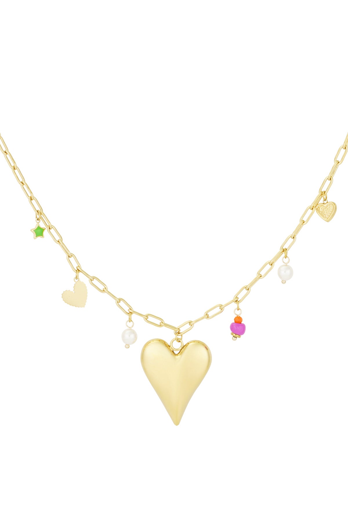 Damen Halskette Love Moment Herz | 304S-Edelstahl | Goldfarbe & Silberfarbe