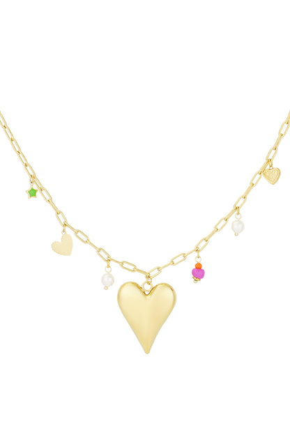 Damen Halskette Love Moment Herz | 304S-Edelstahl | Goldfarbe & Silberfarbe