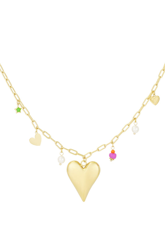 Damen Halskette Love Moment Herz | 304S-Edelstahl | Goldfarbe & Silberfarbe