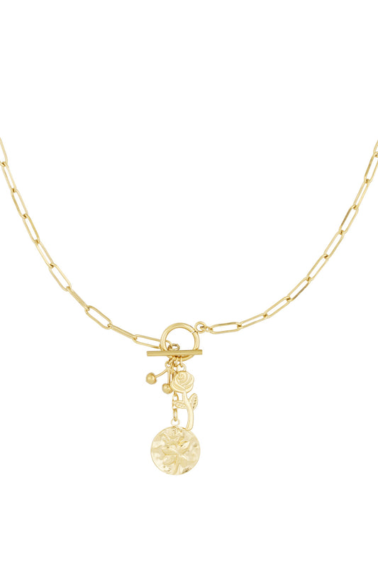 Damen Halskette Schlafende Rose | Edelstahl | Goldfarbe & Silberfarbe