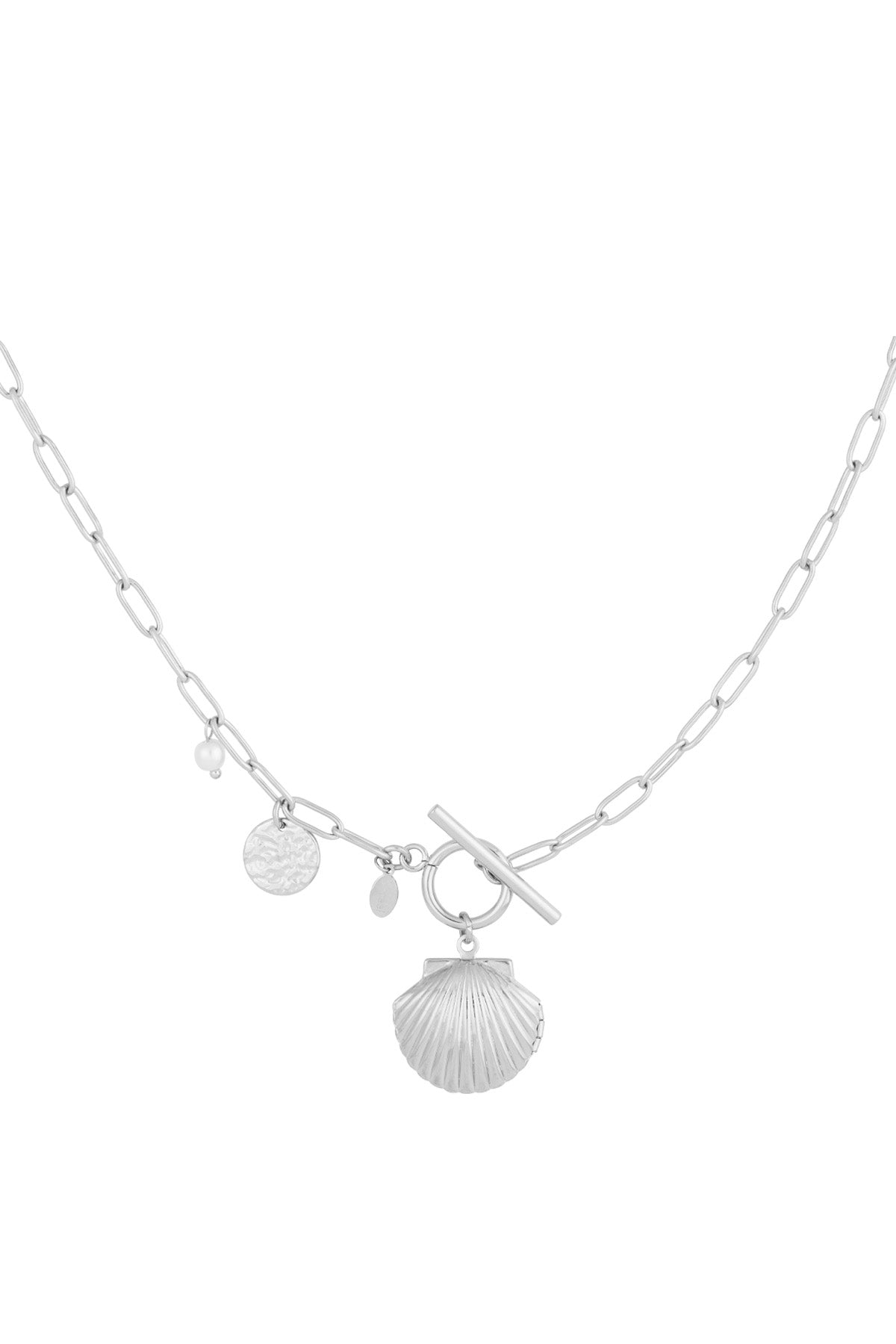 damen muschelkette marine | edelstahl | silberfarbe