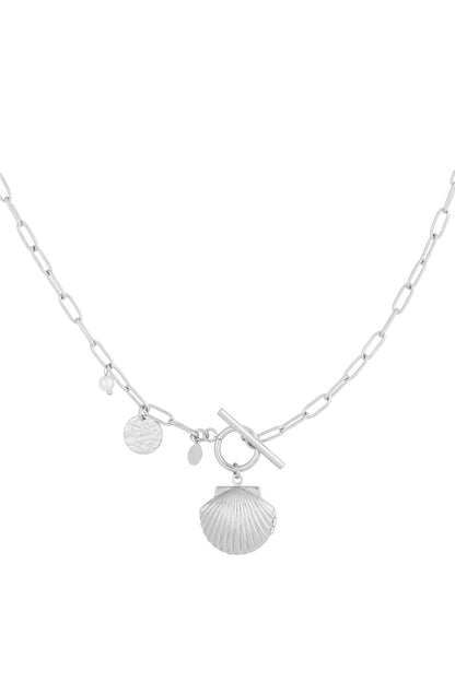 Damen Muschelkette Marine | Edelstahl | Silberfarbe