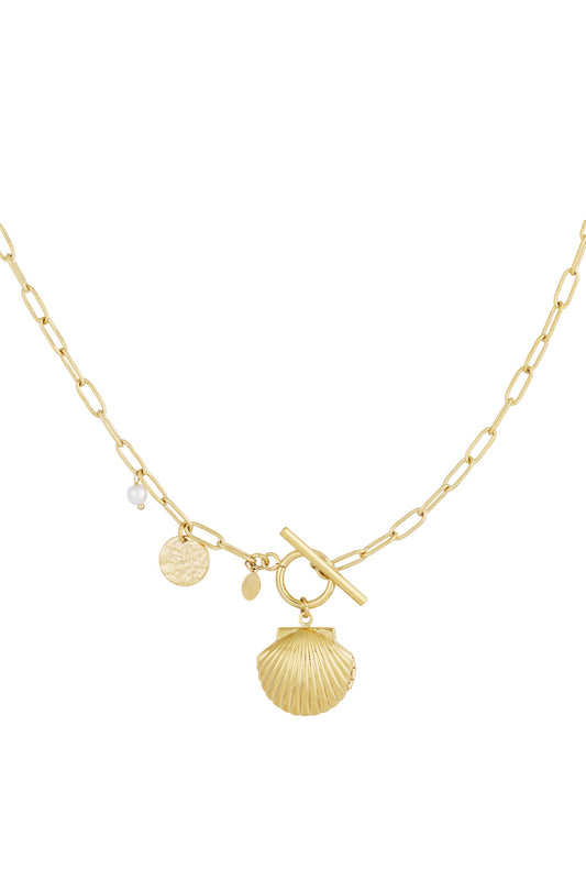 Damen Muschelkette Marine | Edelstahl | Silberfarbe