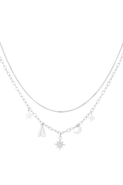 Damen Halskette Sonne Strass Charm | 304S-Edelstahl | Goldfarbe & Silberfarbe