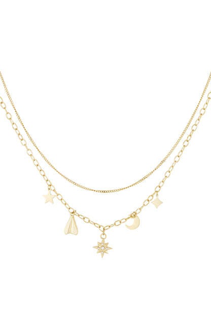 Damen Halskette Sonne Strass Charm | 304S-Edelstahl | Goldfarbe & Silberfarbe