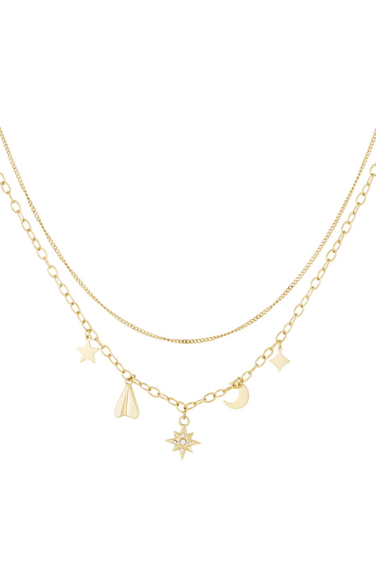 Damen Halskette Sonne Strass Charm | 304S-Edelstahl | Goldfarbe & Silberfarbe