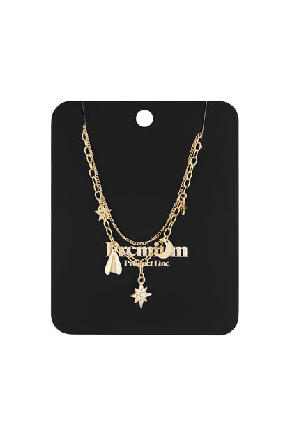 Damen Halskette Sonne Strass Charm | 304S-Edelstahl | Goldfarbe & Silberfarbe