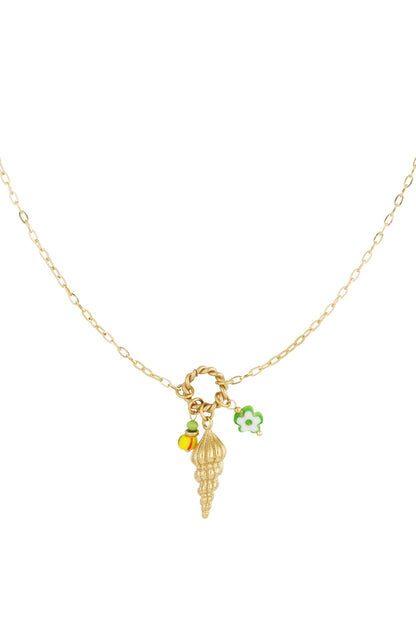Damen Muschelkette Marine Lang | Edelstahl | Goldfarbe