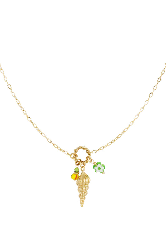 Damen Muschelkette Marine Lang | Edelstahl | Goldfarbe