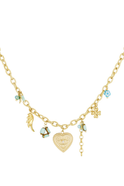 Damen Halskette Herz Muster | Edelstahl | Goldfarbe