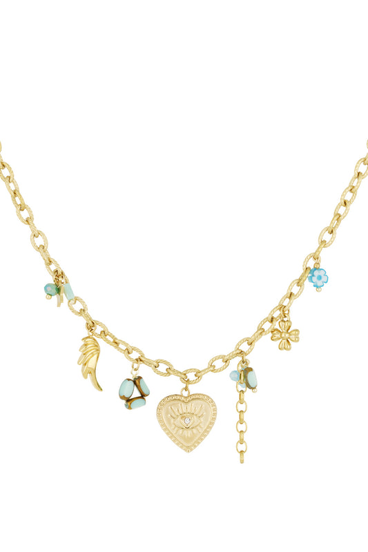 Damen Halskette Herz Muster | Edelstahl | Goldfarbe