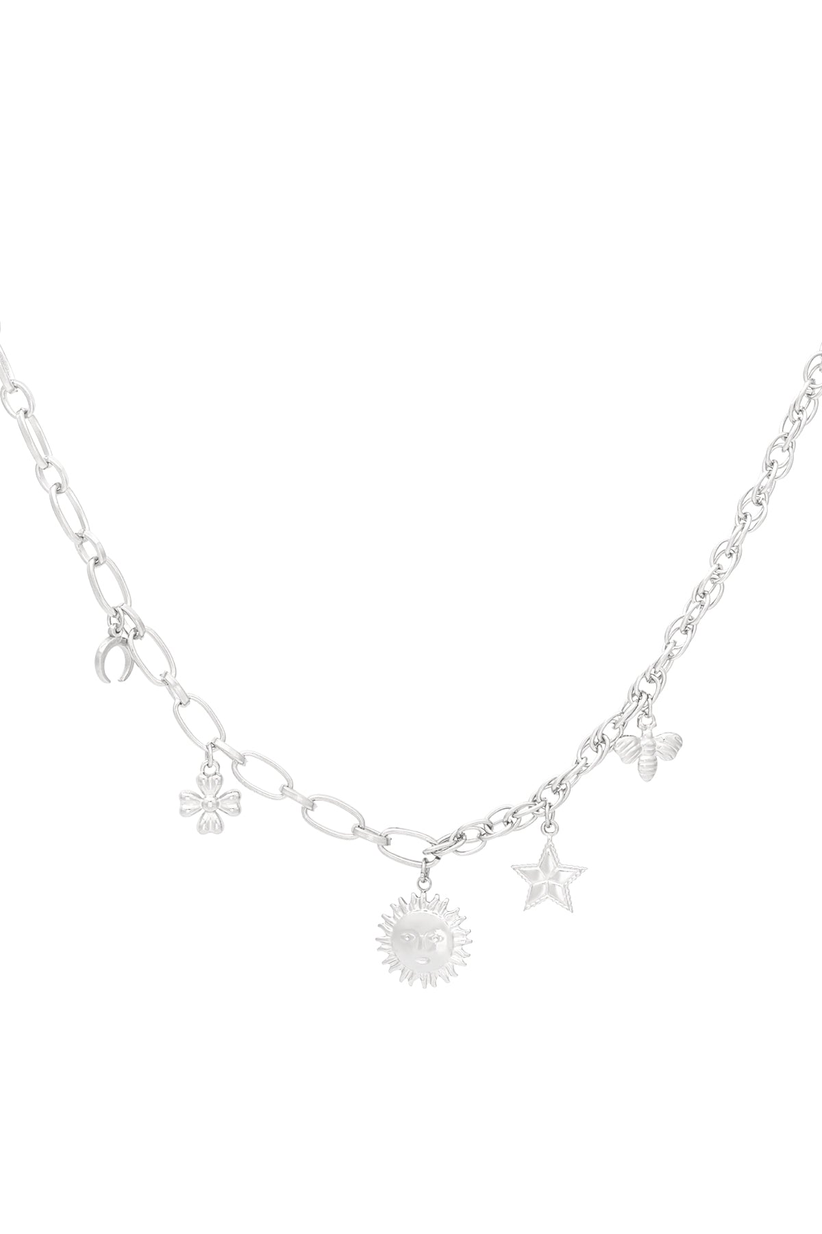 Damen Halskette Sonne | 304S-Edelstahl | Goldfarbe & Silberfarbe
