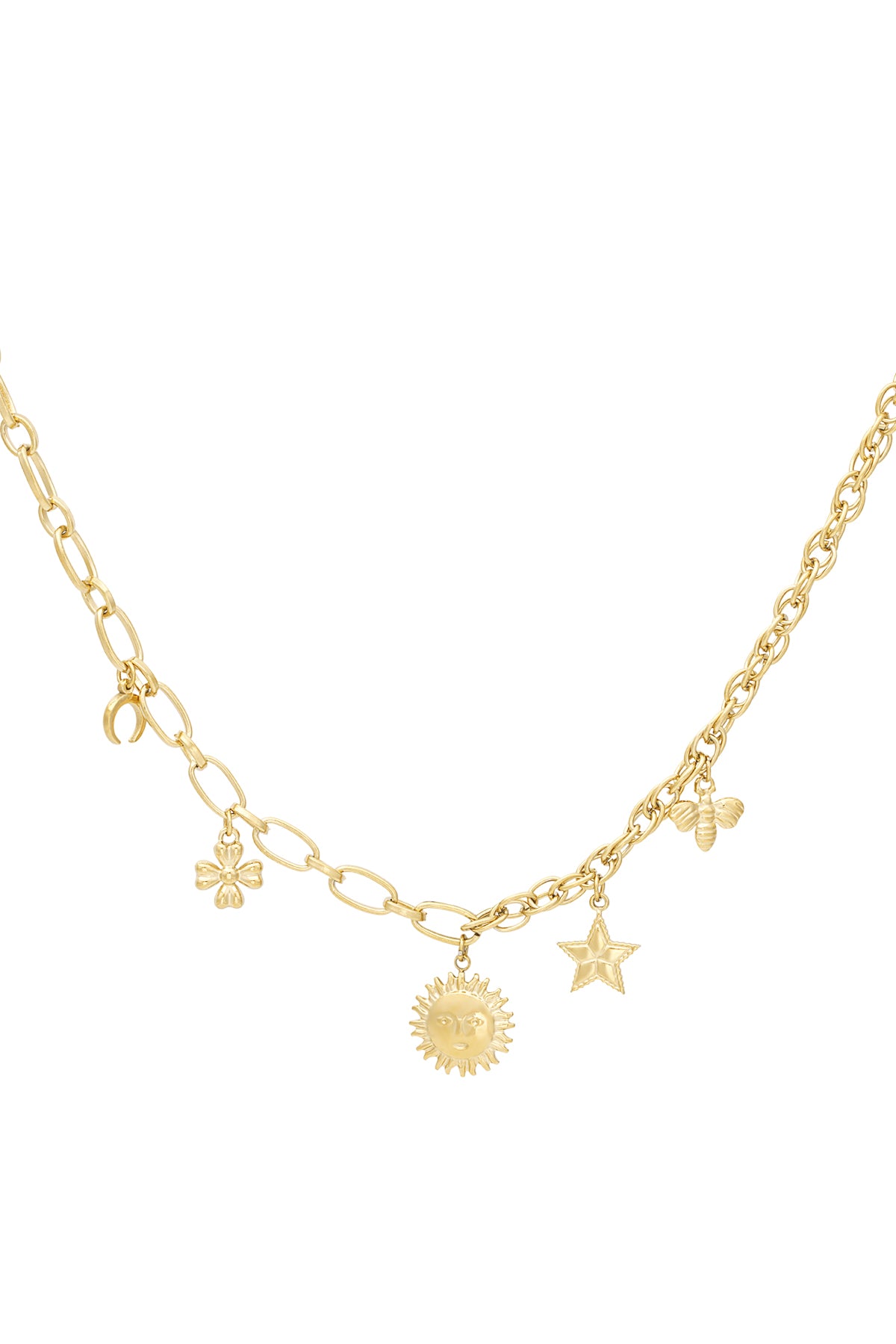 Damen Halskette Sonne | 304S-Edelstahl | Goldfarbe & Silberfarbe