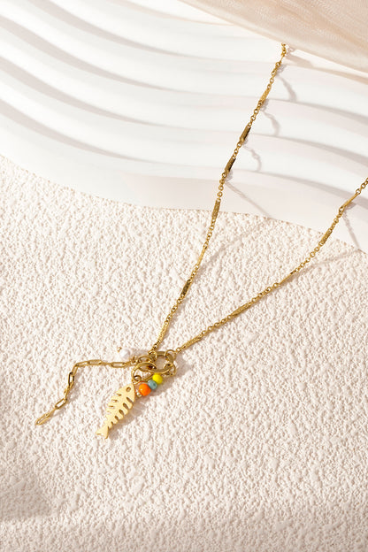 Damen Halskette Fisch Tier | 304-Edelstahl | Goldfarbe